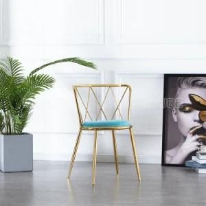 Simple and Elegant Velvet Cushion, Breathable Backrest, Golden Leg Restaurant Outdoor Dining Chair