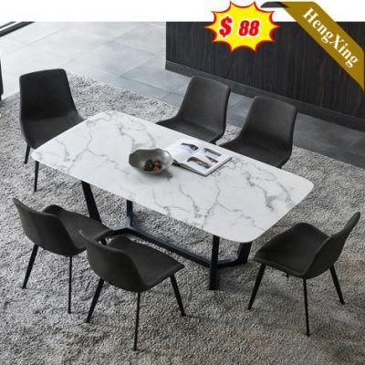 Italian Style Home Restaurant Furniture Dining Room Furniture Dining Room Set Wooden Marble Dining Table Chair (UL-21LV2014)