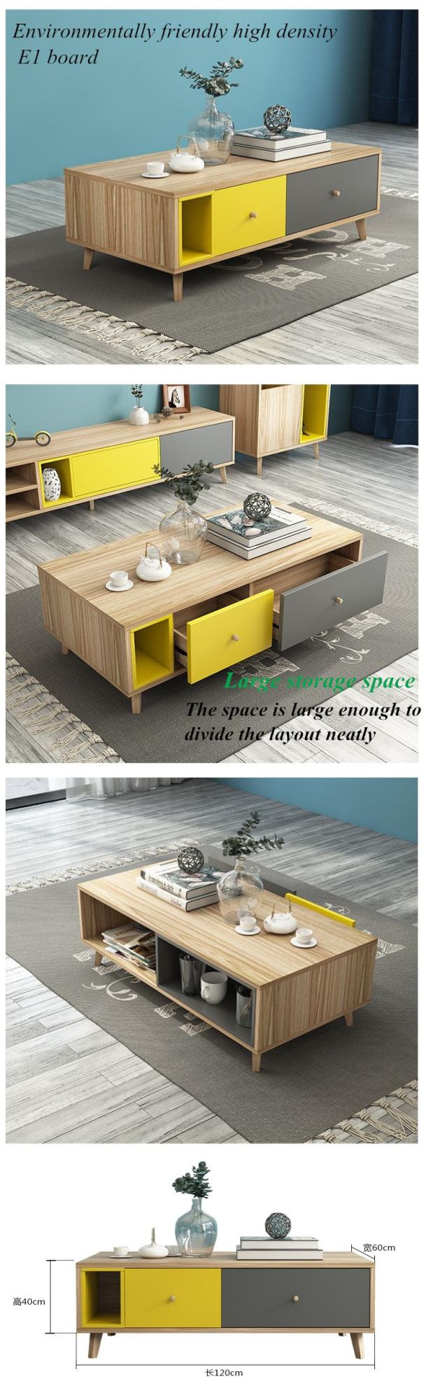 Hot Sale Nordic Style Living Room Furniture Wood Minimalist Coffee Table