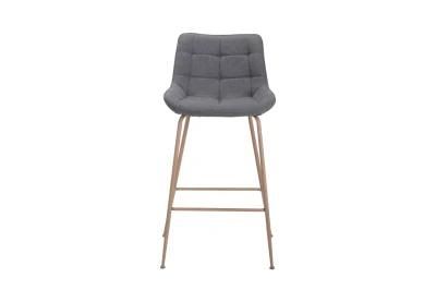 Modern Restaurant Gray Flannel Wooden Leg Bar Chair
