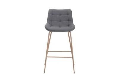 Modern Restaurant Gray Flannel Wooden Leg Bar Chair