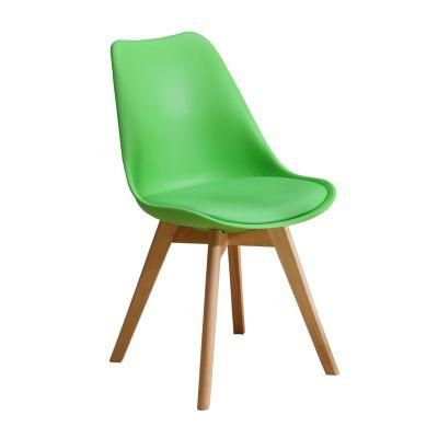 Nordic Dining Room Furniture Plastic Leather Cushion Molded Restaurant Side Chair Plastic Wooden Dining Tulip Chairs