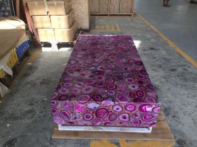 Big Size Pink Agate Crystal Onyx Gemstone Dining Table Furniture