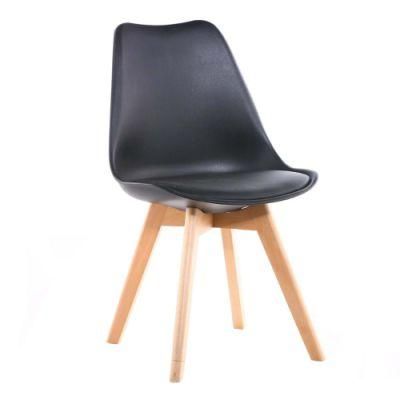 Home Furniture Tulip Plastic Dining Chair with Beech Wood Legs