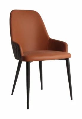 Quality Leisure PU Dining Chair Metal Leg Restaurant Dining Furniture