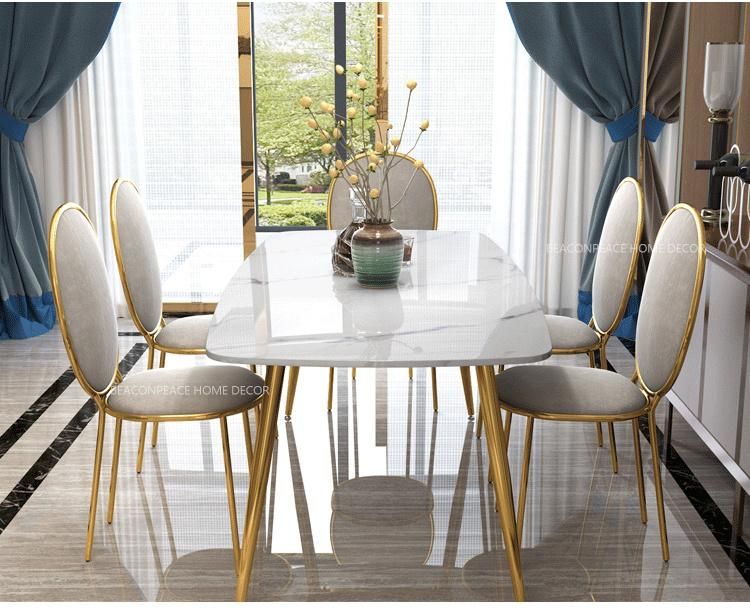 Marble Dining Table with Polished Frame and Legs Restaurant Furniture
