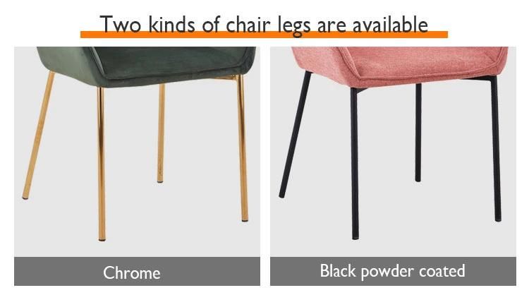 High Quality Home Furniture Dressing Upholstered Seat Velvet Dining Chair with Golden Chrome Legs