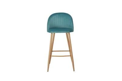 Modern Stylish Blue Wooden Leg Bar Chair