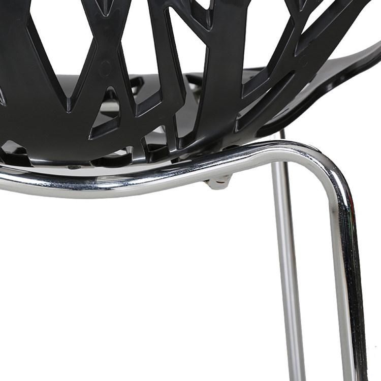 Outdoor Restaurant Furnitre Chair Dining Chair Stackable Colored PP Plastic Chair with Steel Legs for Kitchen Dining Room