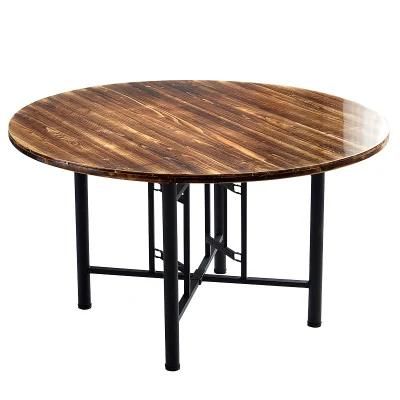 Home Dining Table Round Solid Wood Banquet Folding Table