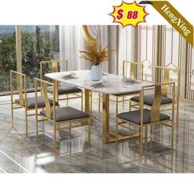 Metal Marble Dining Room Furniture Simple Nordic Wooden Table Set Dining Table with Chair