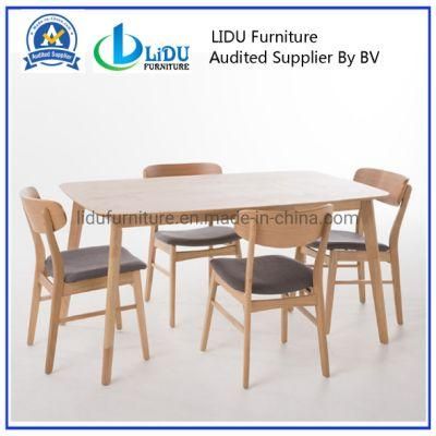 China Manufacturer Wholesale Custom Made Wooden Dining Table with Wood Legs Large Table