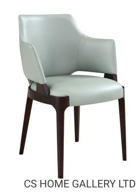 Modern Fashion Solid Wood Wooden Restaurant Leather PVC Dining Chair