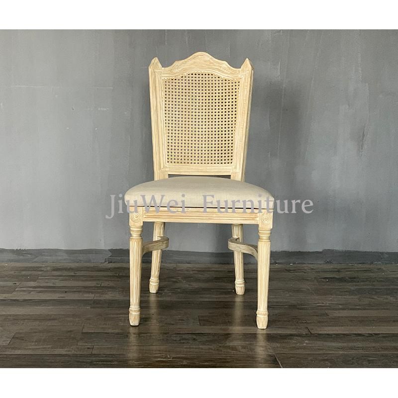 French Style Provincial Dining Room Ratten Stackable Wooden Chairs