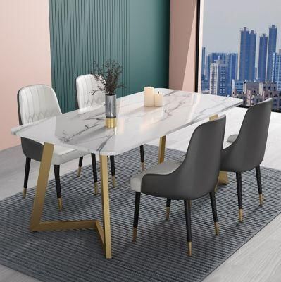 Home Small Apartment Nordic Style Designer Light Luxury Restaurant Dining Table and Chair Combination Modern and Simple Marble Dining Table