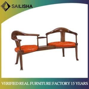 Elegant Comfortable Solid Wood Leather Padded Upholstery Double Seater Chair Designer Bedroom Furniture