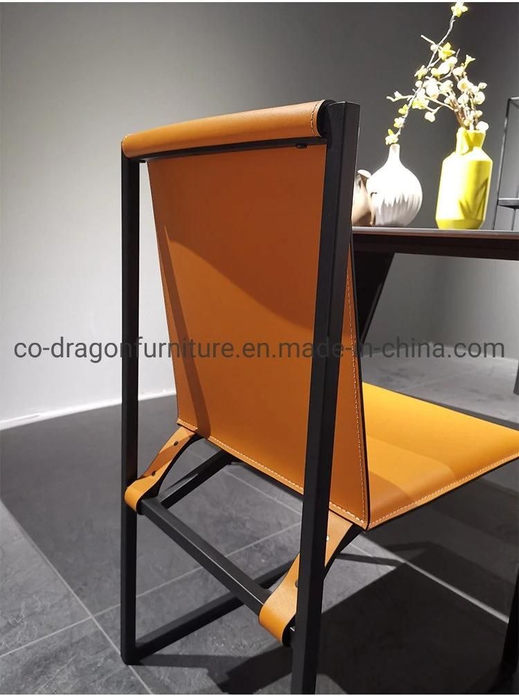 Modern High Back Home Furniture Metal Legs Leather Dining Chair