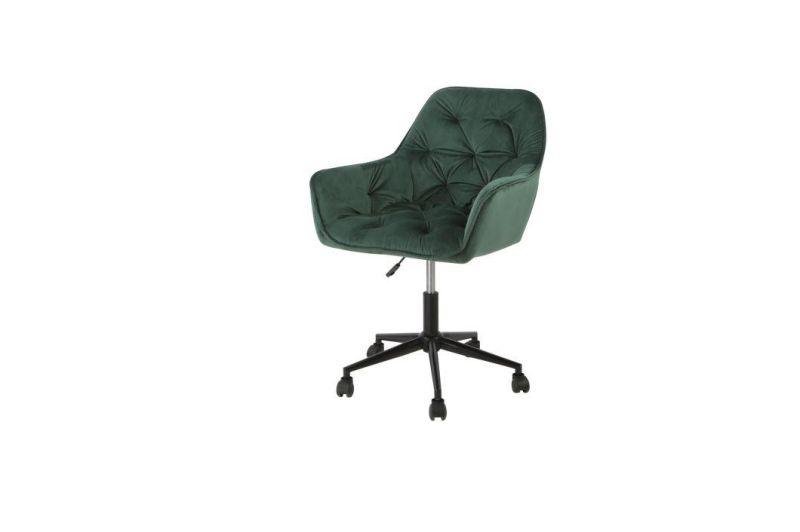 Modern Velvet Cover with Armrest Swivel Home Office Task Chair with Casters Home Office Chair
