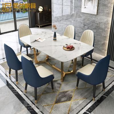Nordic Modern Minimalist Household Small Apartment Marble Dining Table and Chair Combination Telescopic Dining Table