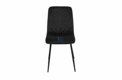 2022 New Design Modern Wing Back Soft Mat Black Powder Coated Velvet Dining Chair