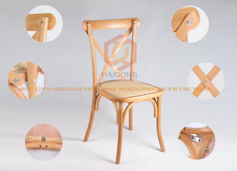 Outdoor Hotel Wedding Modern Dining Chairs Solid Wood Cross Back Chairs
