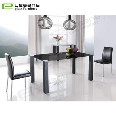 Tempered Glass Dining Table with Iron Legs