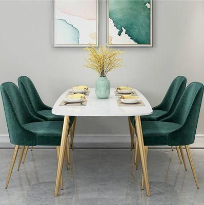 Marble Dining Table with Simple Gold Legs Marble Top for 6 Seater