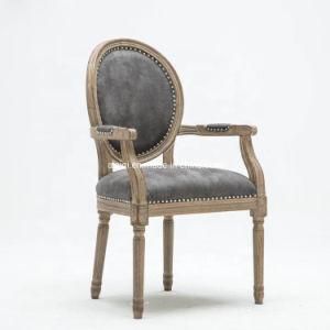 High Quality Wood Design Antique Louis Dining Room Furniture Armrest Vintage Dining Chair