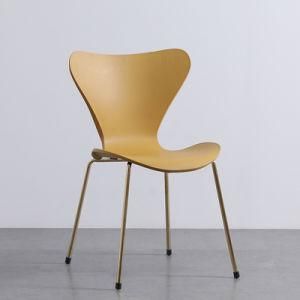 Modern Simple Armless Household Plastic Gold-Plated Foot Dining Chair