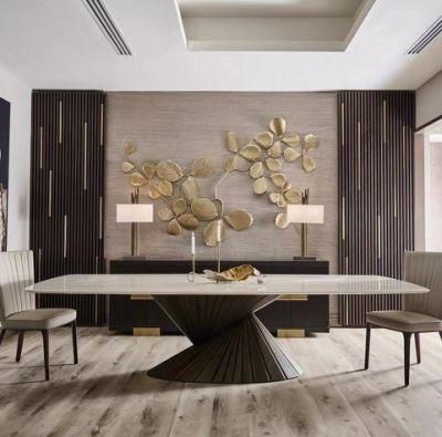 Modern Design White Marble Rectangular Dining Table Office Building Restaurant Table