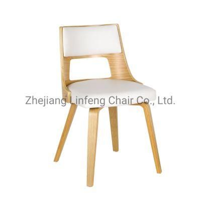 Wholesale Classic Nordic Cheap Wood Armrest Leather French Bent Plywood White Dining Chair