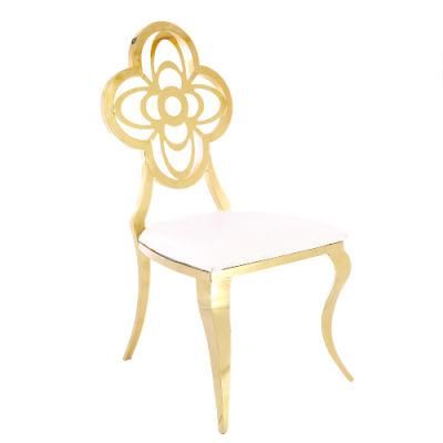 Hoping Home Furniture with White Leather in Rose Gold Metal Wholesale Wedding Dining Chairs