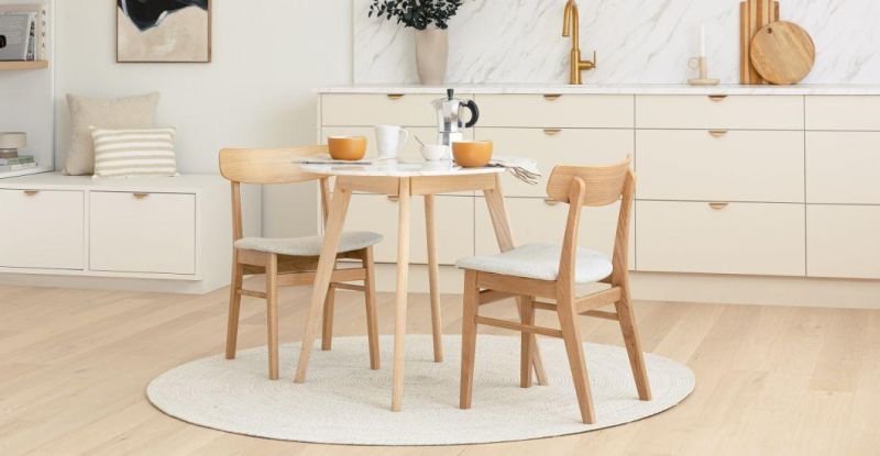 Bespoke Modern Design Solid Wood Table Chair Furniture Set for Dining Room Hotel Restaurant Cafe Coffee Shop Round Back Vintage Upholstered Dining Chair