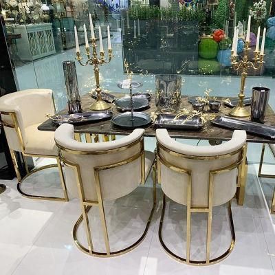 Gold Stainless Steel Wedding Chair Round Back Dining Chair for Wedding Event