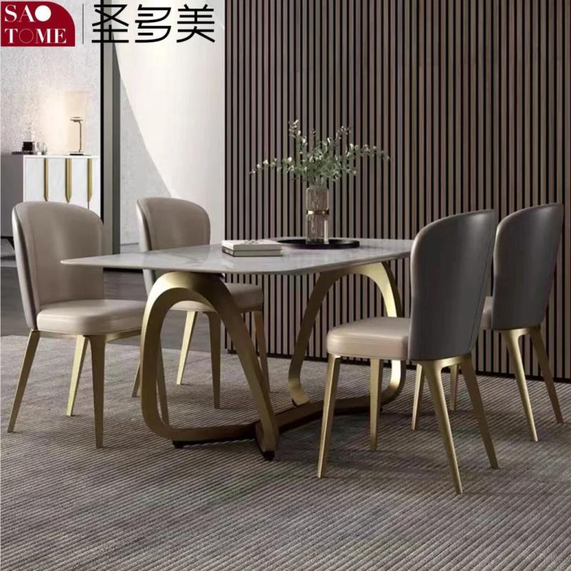 Modern High-Grade Stainless Steel Rock Plate Furniture Dining Table