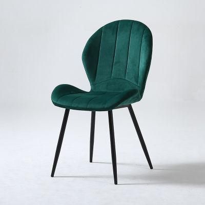 Simple Fashion Upholstery Velvet Dining Chairs with Steel Leg