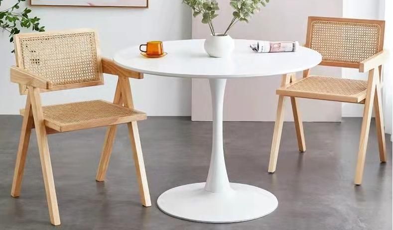 Rubber Wooden Dining Chair with Rattan Back and Rattan Seat