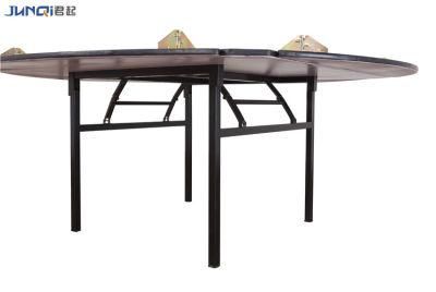 Customized Available Metal Iron Frame Wood Folding Table for Dining