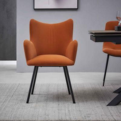 Factory Orange Dining Chair Powder Coating Metal Leisure Furniture