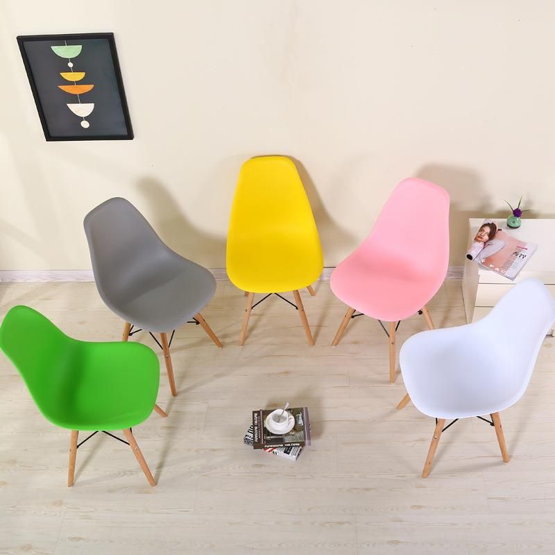 White Plastic Backrest Beech Wood Dining Chair