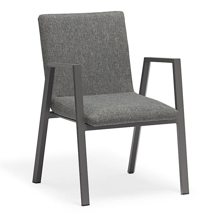 Outdoor Europe Type Modern Metal and Light Grey Fabric Chair for Dining