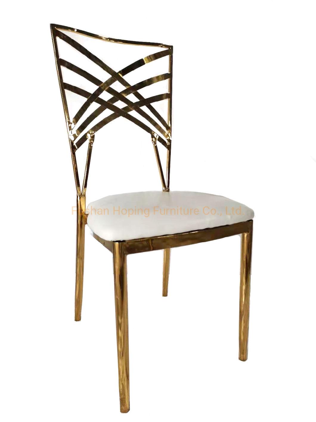 Italy Design Style Elegant Stainless-Steel Chair Model Wedding Dining Restaurant Hotel Furniture