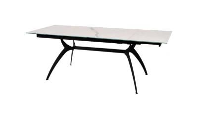 Simple Extension Ceramic Metal Legs Dining Table