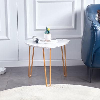Modern Hotel Apartment Marble Top Metal Base Dining Table