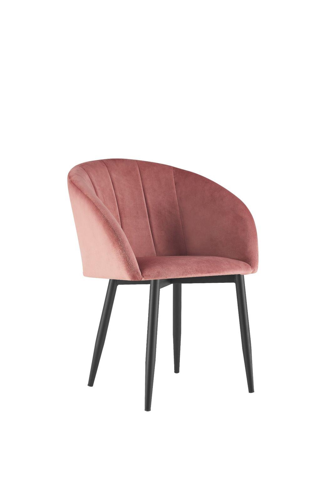 Hotel Event Metal Leisure Chair Pink Fabric Velvet Dining Chair in Living Room Armchair
