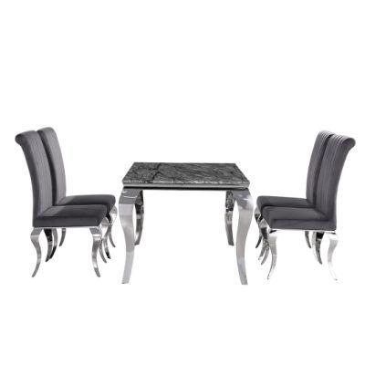 Modern Stainless Steel Dining Room Set Luxury Mable Round Dining Table with Chairs