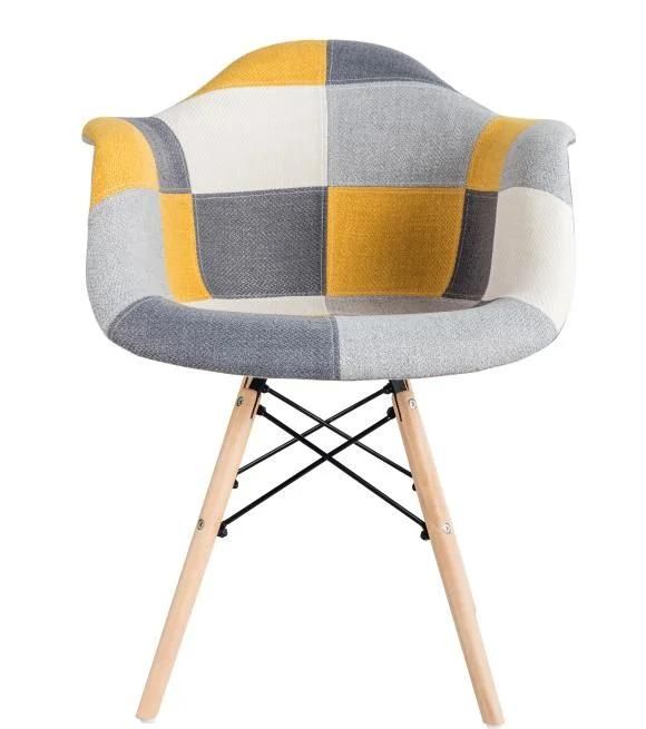 Fabric Upholstery Wood Colorful Upholstered Fabrics Chair with Wood Leg High Back Dining Chair