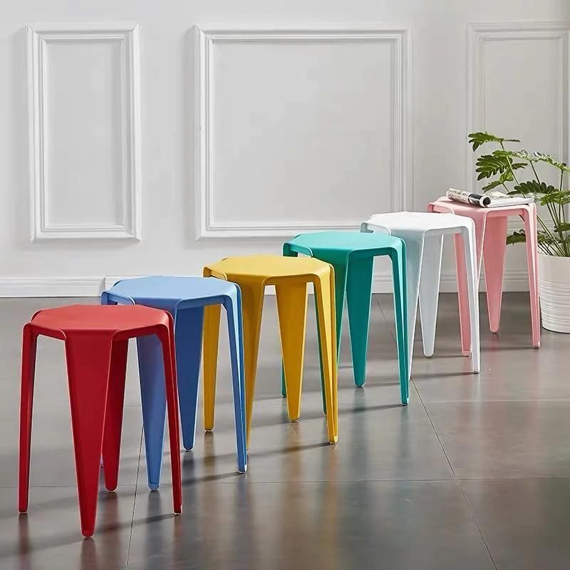 Colorful Save Space Non-Slip Design Lightweight Stackable Plastic Stools Chair