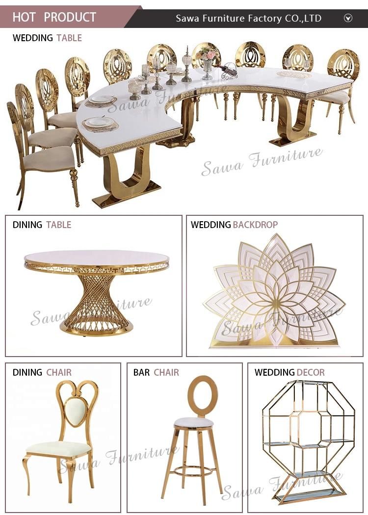 Gold Wedding Banquet Furniture Metal Bar Chair for Event Dining