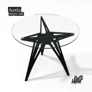 Butterfly Shape Legs Glass Top Round Table